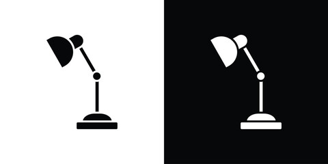 Aufkleber - Desk lamp icon in flat version on black and white background