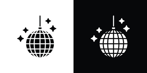 Aufkleber - Disco ball icon in flat version on black and white background