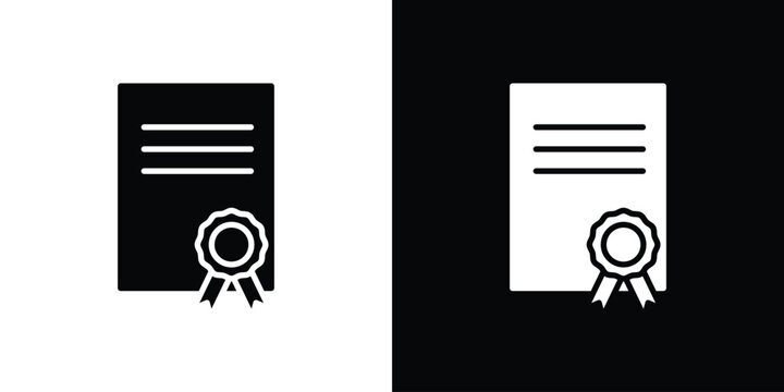 Diploma icon in flat version on black and white background