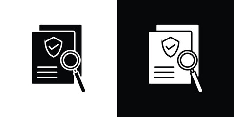 Fototapete - Document verification icon in flat version on black and white background