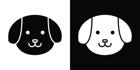 Poster - Dog icon in flat version on black and white background