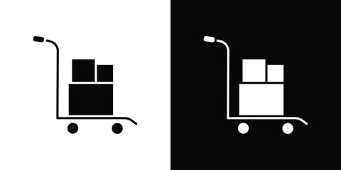 Aufkleber - Dolly flatbed icon in flat version on black and white background