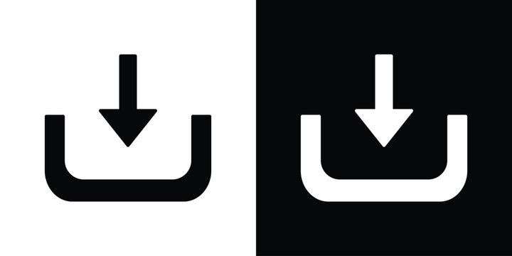 Download icon in flat version on black and white background