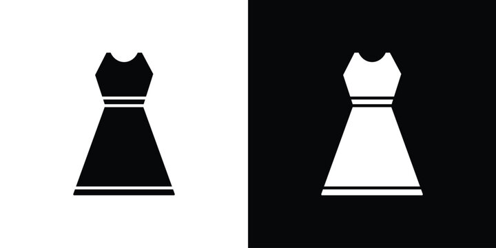 Dress icon in flat version on black and white background
