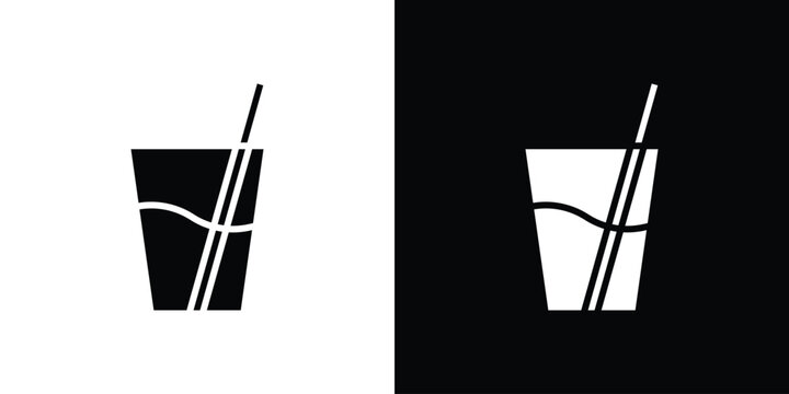 Drink icon in flat version on black and white background