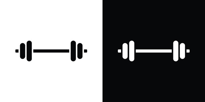 Dumbbell icon in flat version on black and white background