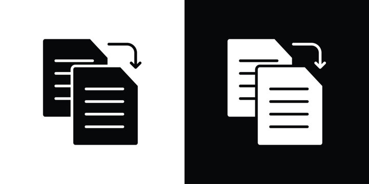 Duplicate icon in flat version on black and white background