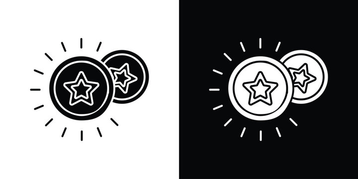 Earn point icon in flat version on black and white background