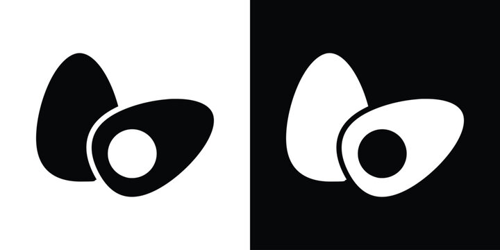 Egg icon in flat version on black and white background