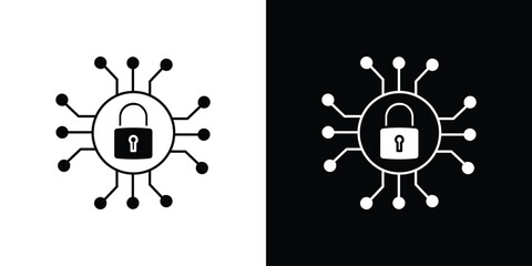 Leinwandbilder - Encryption icon in flat version on black and white background
