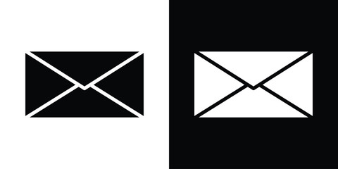 Leinwandbilder - Envelope icon in flat version on black and white background