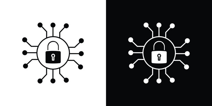 Encryption icon in flat version on black and white background