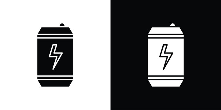 Energy drink icon in flat version on black and white background