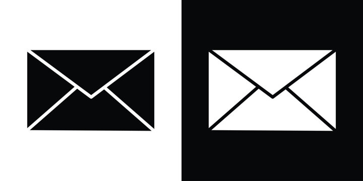 Envelope icon in flat version on black and white background