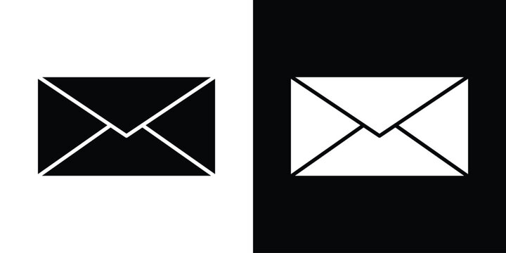 Envelope icon in flat version on black and white background