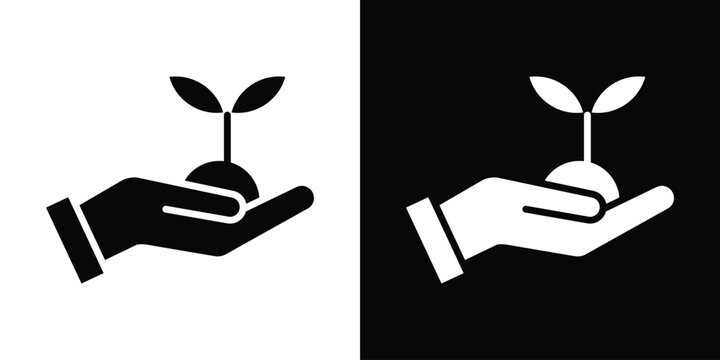 Environment icon in flat version on black and white background
