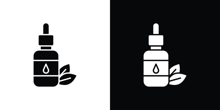 Essential oils icon in flat version on black and white background
