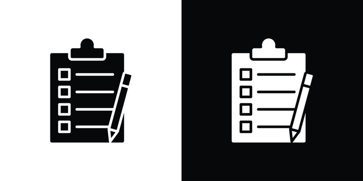 Exam icon in flat version on black and white background
