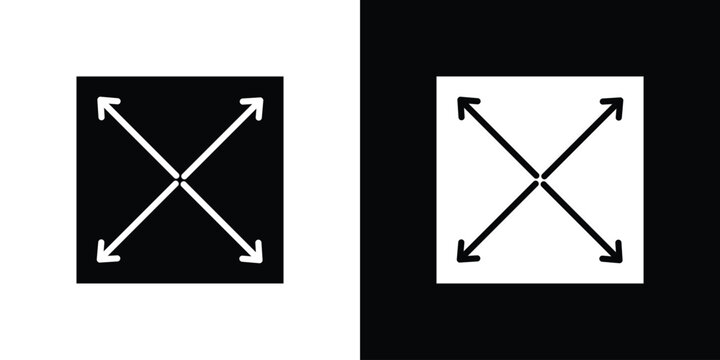 Expand icon in flat version on black and white background
