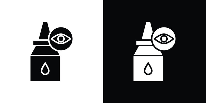 eye drop icon in flat version on black and white background