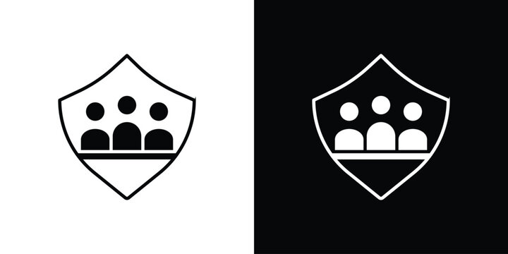 Family insurance icon in flat version on black and white background