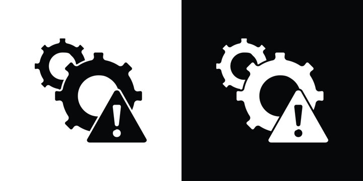 Failure icon in flat version on black and white background