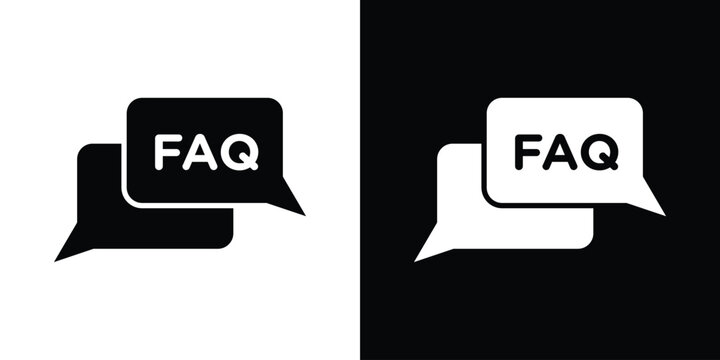 FAQ icon in flat version on black and white background