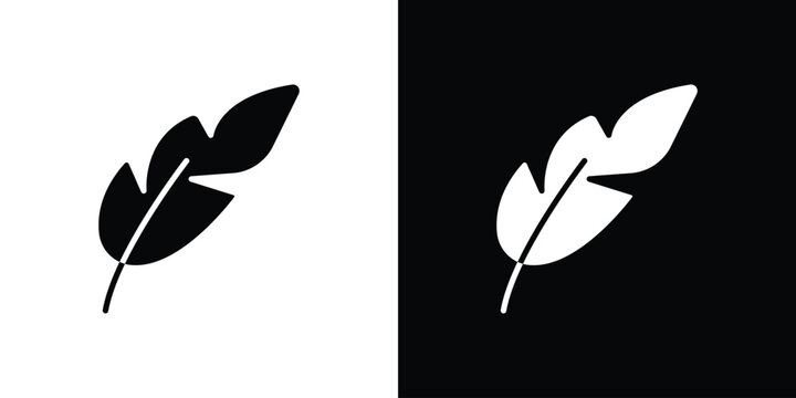 Feather icon in flat version on black and white background