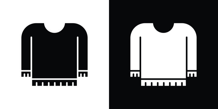 Female sweater icon in flat version on black and white background