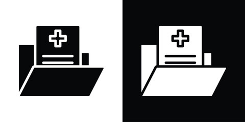 Aufkleber - File medical icon in flat version on black and white background