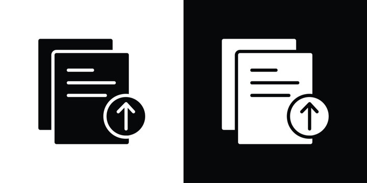 File upload icon in flat version on black and white background