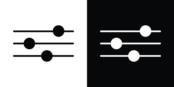 Filter Button icon in flat version on black and white background
