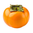 © Ossi - A vibrant orange persimmon with green leaves evokes autumn on the transparent background