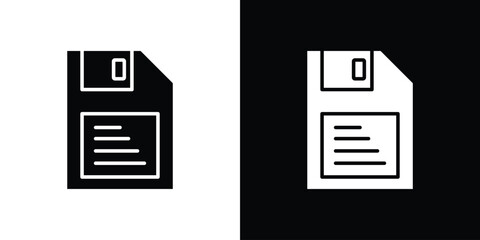 Leinwandbilder - Floppy disk icon in flat version on black and white background