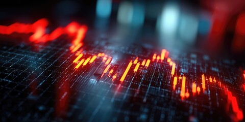 Leinwandbilder - Red Candlestick Chart Showing Market Decline, Representing Financial Crisis and Investment Risk, Suitable for Economic Analysis and Business Reporting : Generative AI