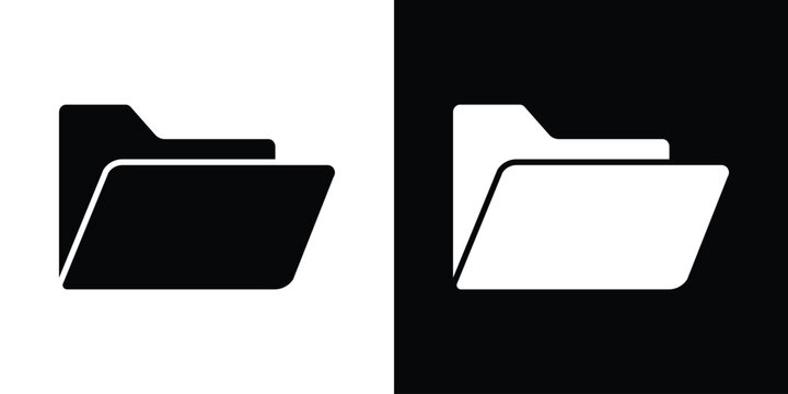 Folder icon in flat version on black and white background