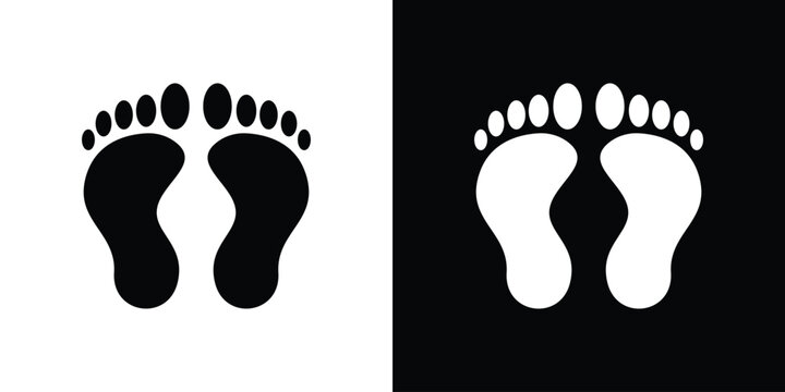Foot icon in flat version on black and white background