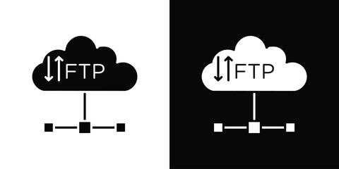 Leinwandbilder - FTP icon in flat version on black and white background