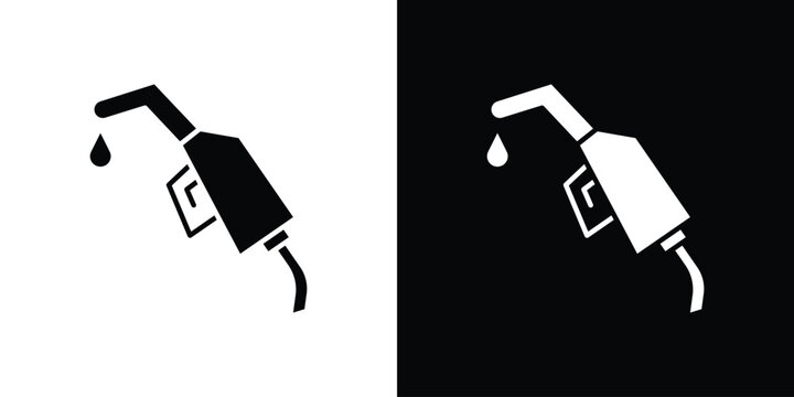 Fuel icon in flat version on black and white background