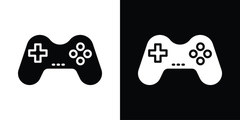 Fototapete - Gamepad icon in flat version on black and white background