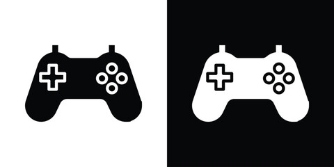 Fototapete - Gaming controller icon in flat version on black and white background