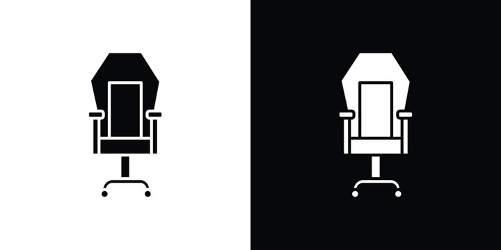 Gaming chair icon in flat version on black and white background