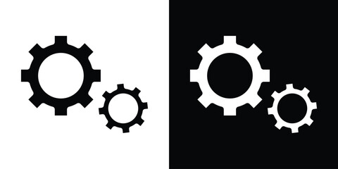 Fototapete - Gears icon in flat version on black and white background