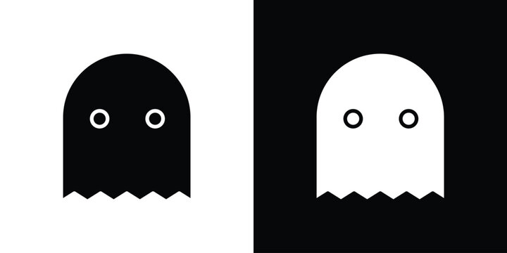 Ghost icon in flat version on black and white background