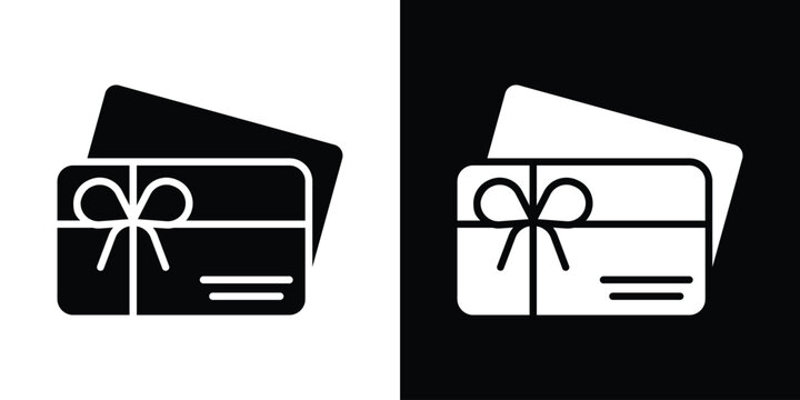 Gift card icon in flat version on black and white background