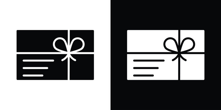 Gift card icon in flat version on black and white background