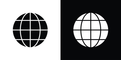 Leinwandbilder - Globe icon in flat version on black and white background