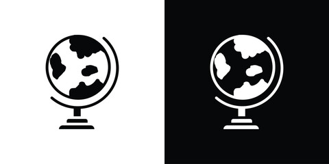 Leinwandbilder - Globe icon in flat version on black and white background