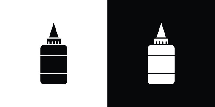 Glue bottle icon in flat version on black and white background