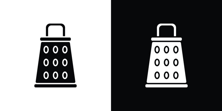 Grater icon in flat version on black and white background
